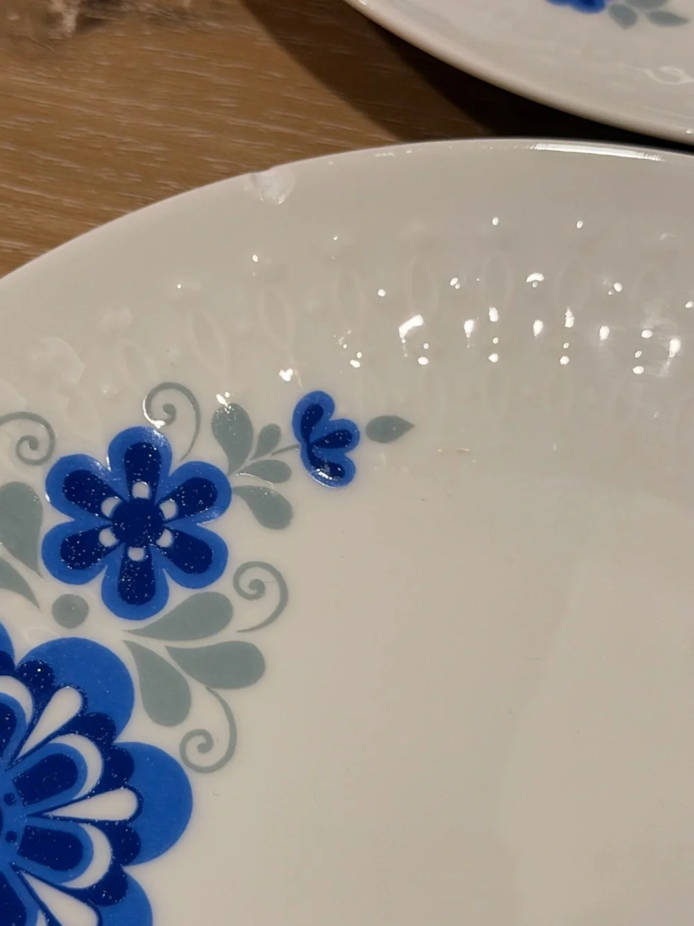 Mitterteich mid century Salad Plates with Blue Floral Accent - Set of 6